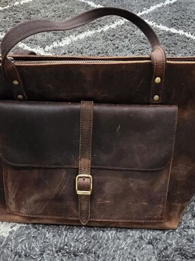S-ZONE Women Vintage Genuine Leather Tote Bag Large Shoulder Purse Work Handbag